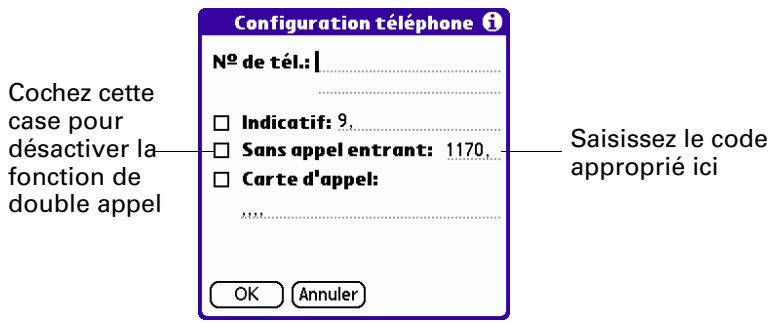 PALM TUNGSTEN T3 - Pour désactiver le service double appel : - 1