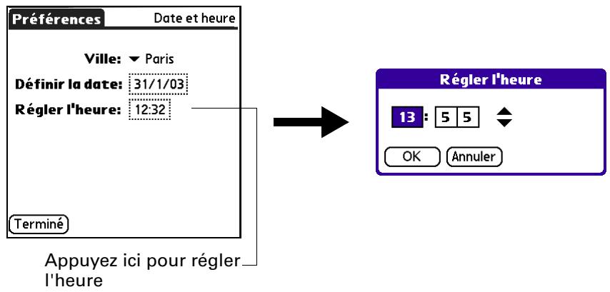 PALM TUNGSTEN T3 - Pour paramétrer l'heure : - 1