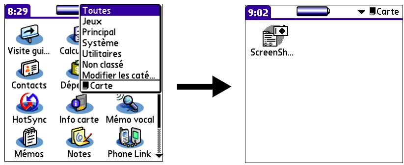 PALM TUNGSTEN T3 - Pour passer à une application de la carte d'extension : - 1