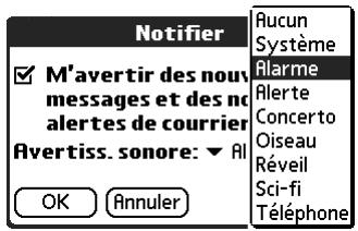 PALM TUNGSTEN T3 - Pour définir les options de notification : - 2