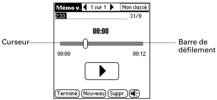 PALM TUNGSTEN T3 - Pour écouter une partie d'un mémo vocal : - 1