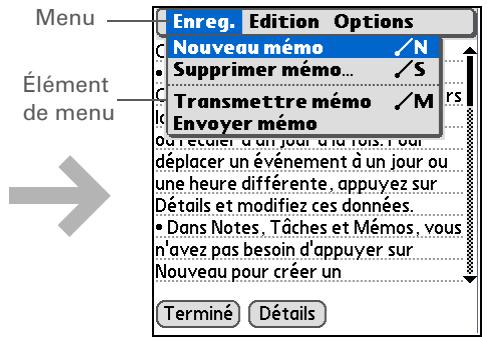 PALM TUNGSTEN T5 - Utilisation des menus - 2