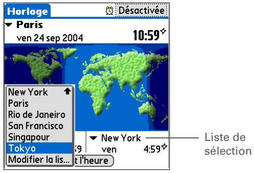 PALM TUNGSTEN T5 - Choix de villes secondaires pour d'autres fuseaux horaires - 1