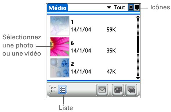 PALM TUNGSTEN T5 - Affichage d'une photo ou d'une vidéo dans la vue liste - 2