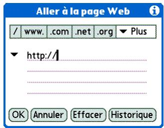 PALM TUNGSTEN T5 - Accès à une page web à l'aide de la barre d'action - 4