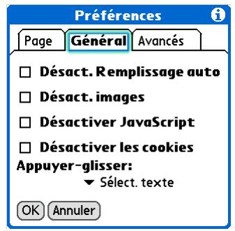 PALM TUNGSTEN T5 - Permettre aux sites web de se souvenir des informations personnelles vous concernant - 1