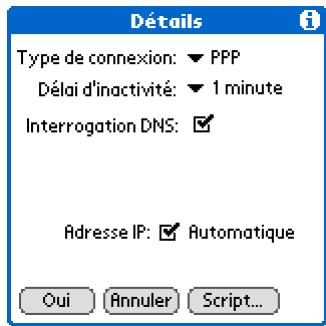 PALM TUNGSTEN T5 - Ajout de détails à un profil de service - 2