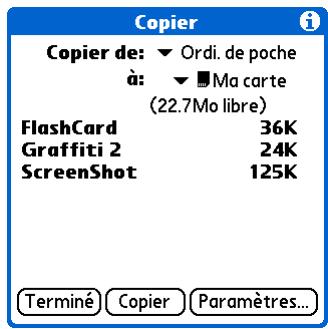PALM TUNGSTEN T5 - Copie d'applications sur une carte d'extension - 1