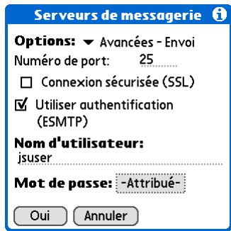 PALM TUNGSTEN T5 - Ajoutez l'authentification ESMTP : - 1