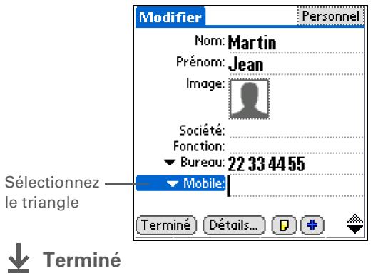 PALM TUNGSTEN T5 - Sélection des types de champs de contact - 1