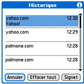 PALM TUNGSTEN T5 - Retour à une page web que vous avez récemment consultée - 2