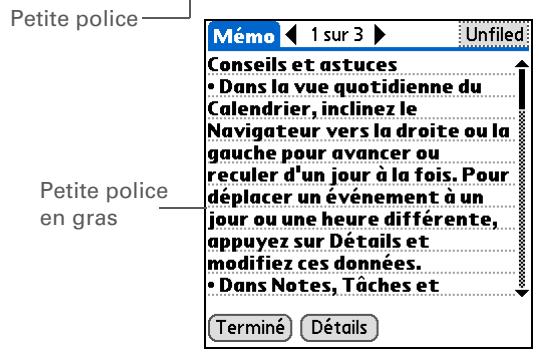 PALM TUNGSTEN T5 - Modification des polices de l'écran - 3