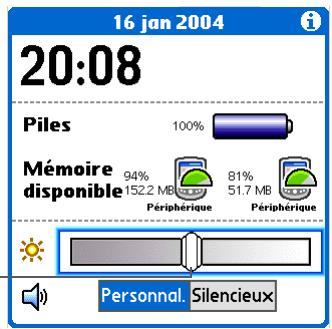 PALM TUNGSTEN T5 - Réglage de la luminosité de l'écran - 1