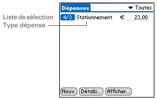 PALM TUNGSTEN T5 - Ajout d'une dépense - 2