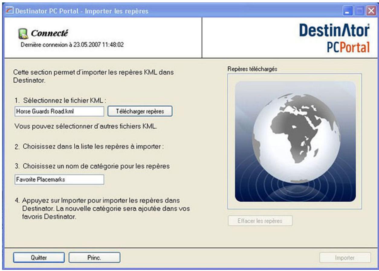 DANEW GS-260 - Pour importer des repères Google™ Earth dans l'appareil de navigation : - 2