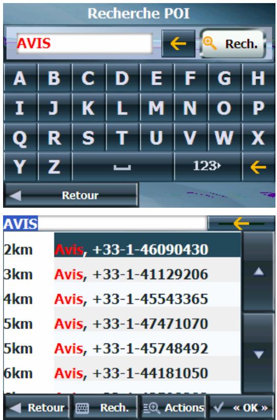 DANEW GS-260 - Recherche d'un nom de POI - 2