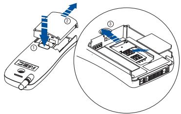 NEC DB500 - Insertion d'une carte SIM - 7