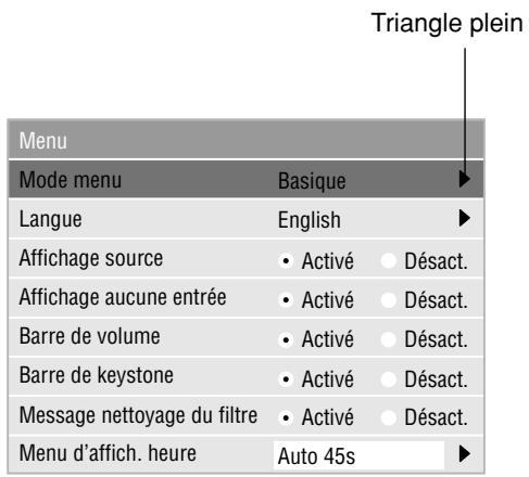 NEC VT45 - Éléments du menu: - 2