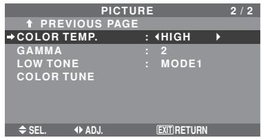NEC 50XM6 - Setting the color temperature - 1