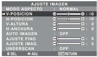 NEC 50XM6 - Ajuste de las options Posicion, Tamaño, Ajuste fino, Ajuste deImagen y Underscan - 1