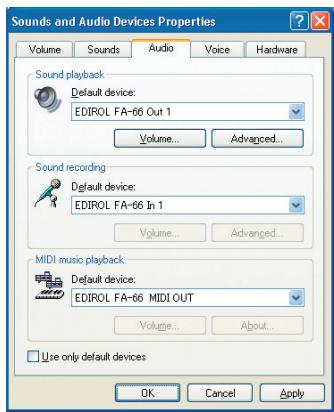 EDIROL FA-66 - Paramétrage des entrées/sorties - 3
