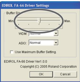 EDIROL FA-66 - Fenêtre de paramétrage du pilote FA-66 (Windows) - 3