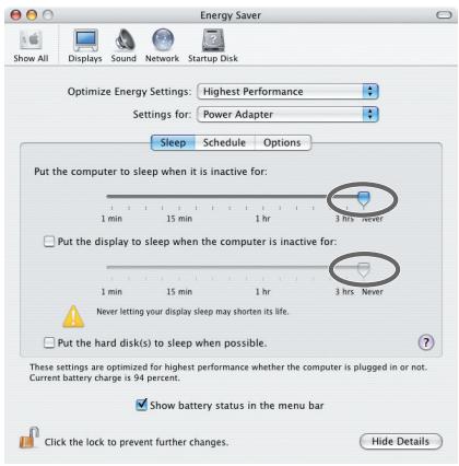 EDIROL FA-66 - Sous Macintosh, vérifie les régliages d'économie d'énergie. - 1
