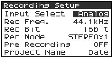EDIROL R-4 - Recording Setup settings - 2