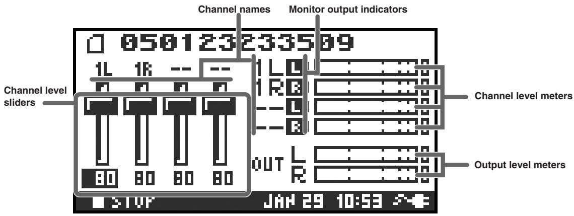 EDIROL R-4 - The mixer screen - 1