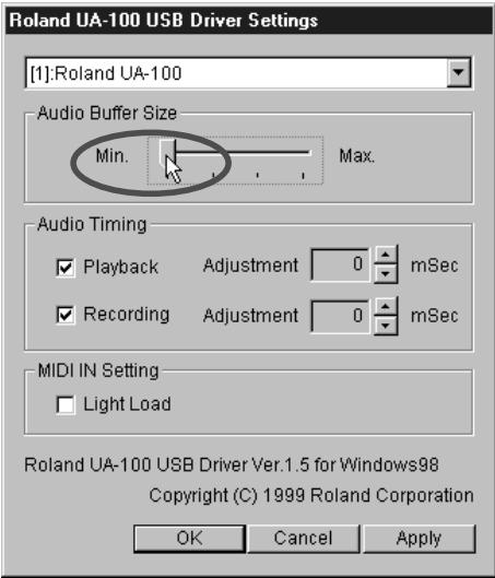 EDIROL UA-100 - Réduisez la taille du buffer - 3