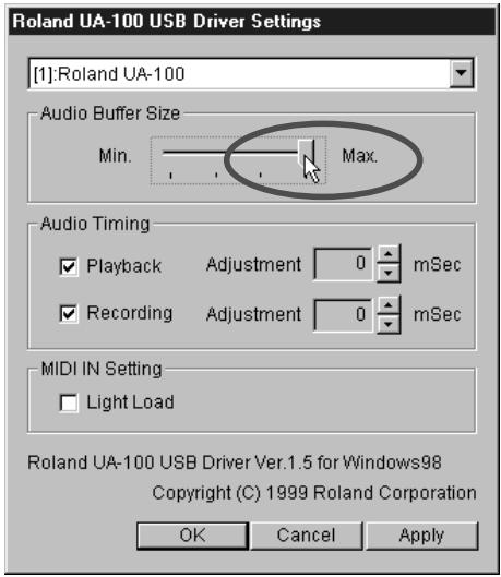 EDIROL UA-100 - Augmentez la taille du buffer - 3
