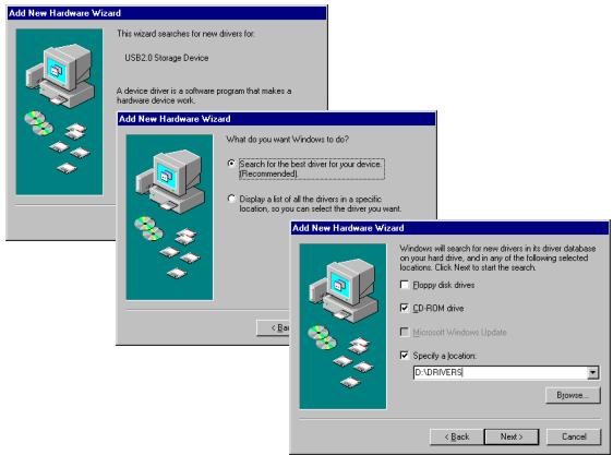 TEAC HMP-1000 - Installer le pilote de la mémoire de masse (pour WIN98) - 1