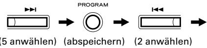 TEAC AD-500 - Abwechselnd die Taste(n) MUSIC SKIP und die Taste PROGRAM in der gezeugten Reihenfolge betätigten. - 1