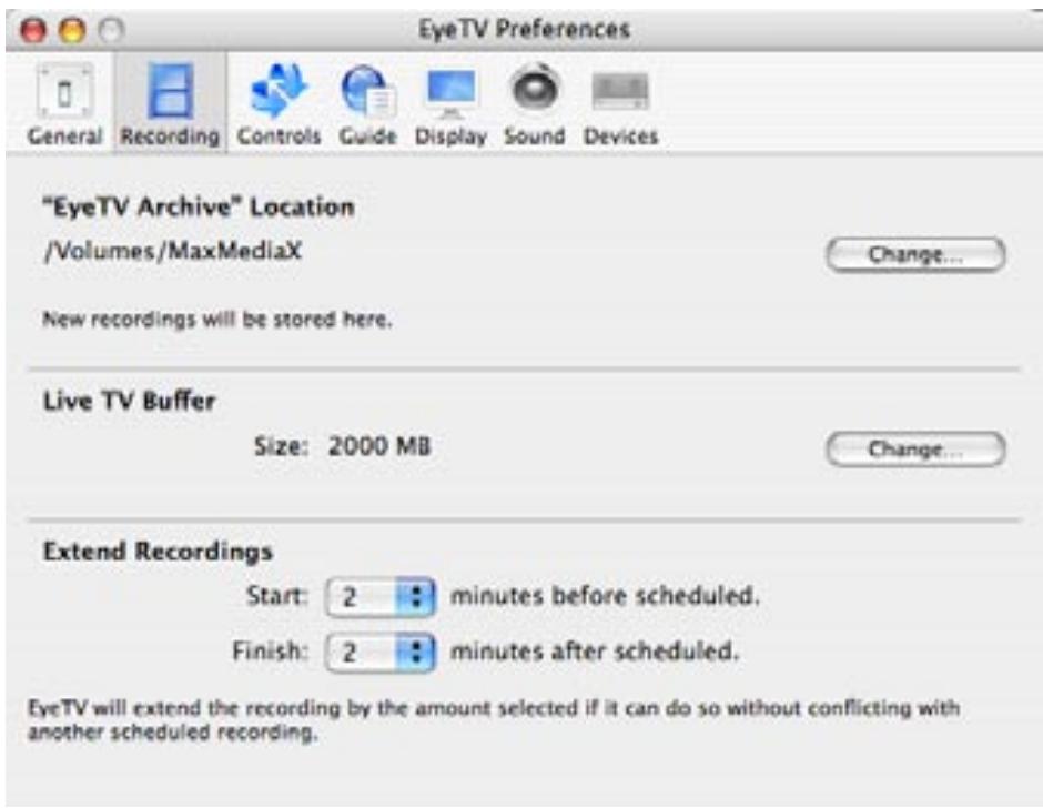 ELGATO LOGICIEL EYETV 2 - Préférences Enregistrement - 1