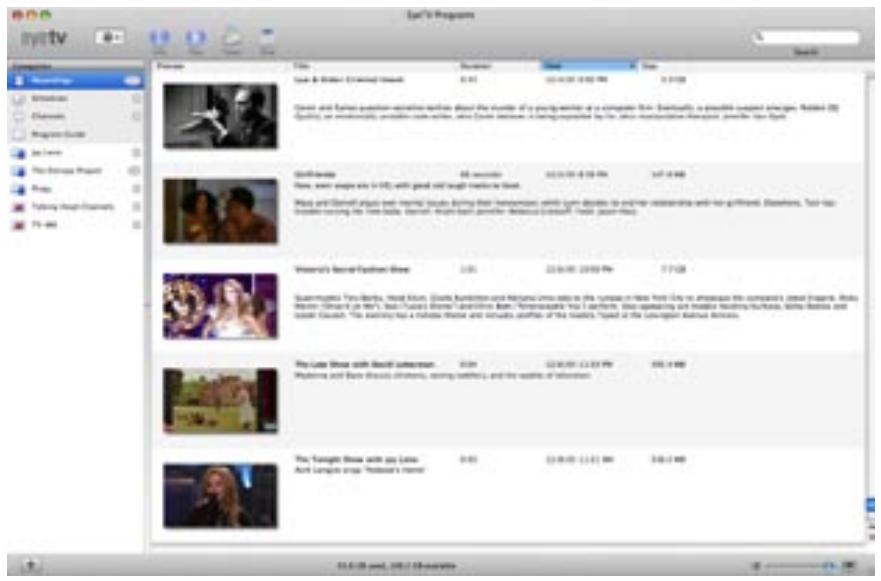 ELGATO LOGICIEL EYETV 2 - Catégories de la Fenêtre des Programes - 1
