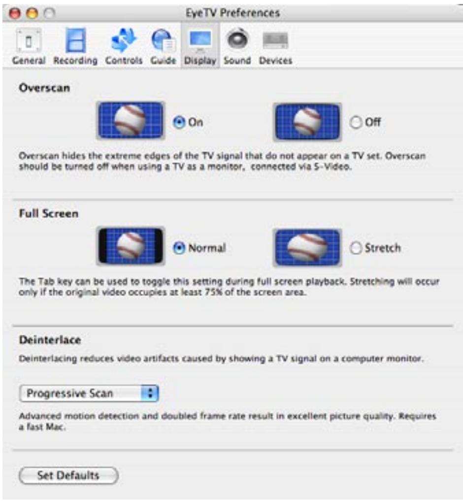 ELGATO LOGICIEL EYETV 2 - Preférences d'Affichage - 1