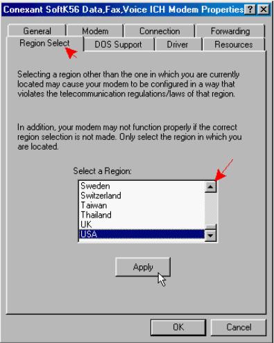 ABIT AC11 - 3-6. Sélection du pays du modem sous Windows 9x - 3