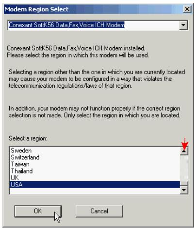 ABIT AC11 - 3-7. Sélection du pays du modem sous Windows 2000 - 2