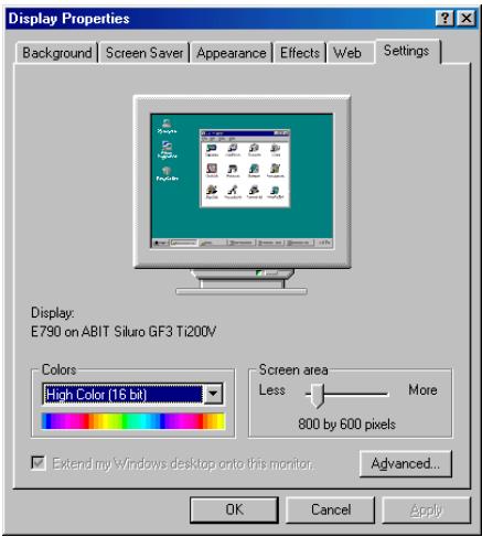 ABIT GF3 TI200 - Paramètres (Settings) - 1