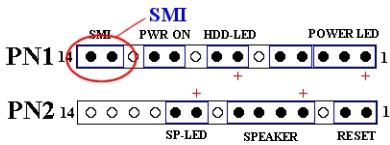 ABIT SL6 - PN1 (Pin 13-14): Connecteur du bouton SMI (mise en voille) - 1