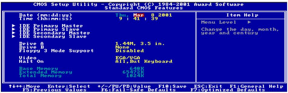 ABIT ST6 - 3-2. Menu du Standard CMOS Setup - 1