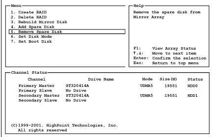 ABIT ST6 - Option 5: Remove Spare Disk - 1