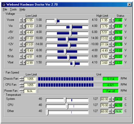 ABIT ST6 - Appendice E. Surveillance du matériel (The Winbond Hardware Doctor Utility) - 8