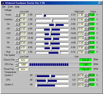 ABIT TH7 - Appendice j. surveillance du matériel (the winbond hardware doctor utility) - 5
