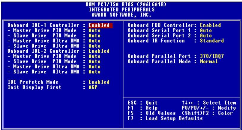 ABIT VA6 - 3-8. Menu Integrated Peripherals - 1