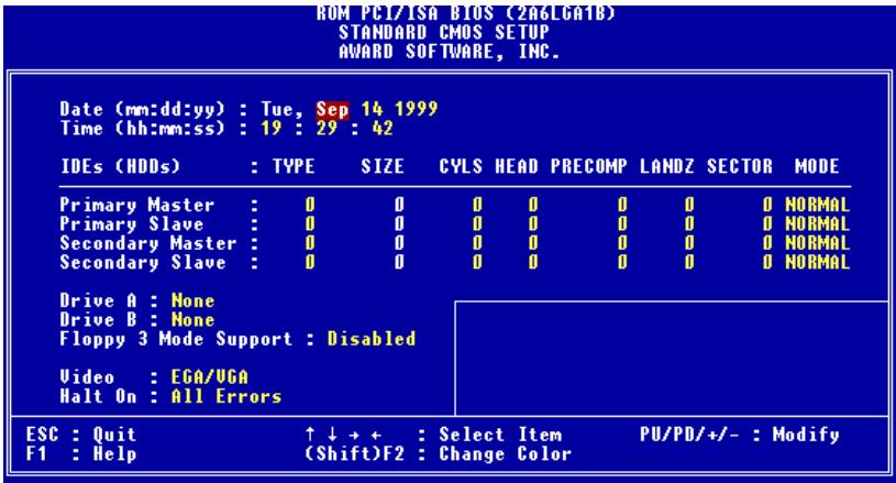 ABIT VA6 - 3-2. Menu du Standard CMOS Setup - 1