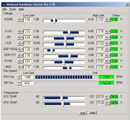ABIT VI7 - Appendice G. Surveillance du matériel (The Winbond Hardware Doctor Utility) - 7