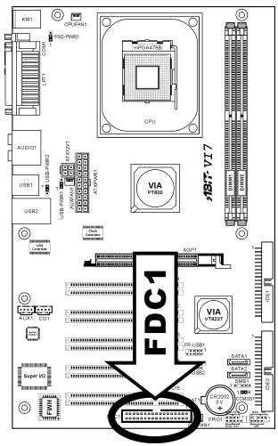 ABIT VI7 - (9). Connecteur du lecteur de disquettes - 1