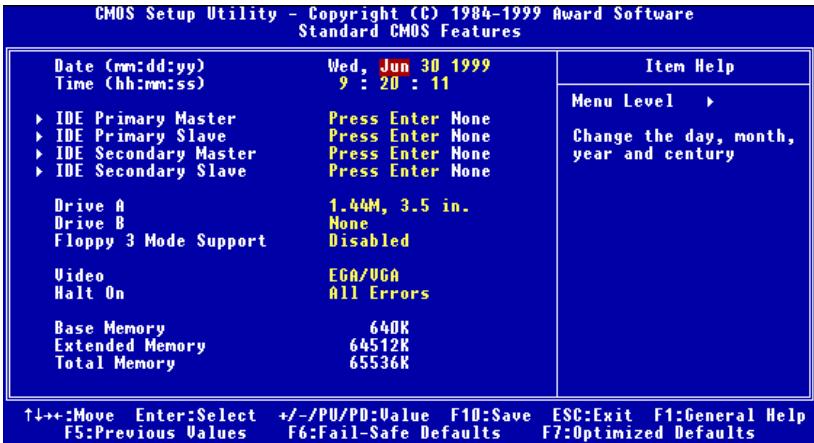 ABIT WB6 - 3-2. Menu du Standard CMOS Features - 1
