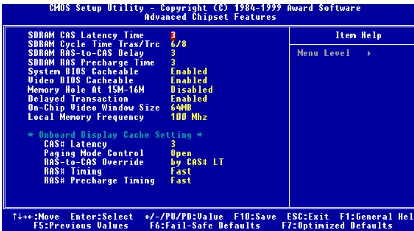 ABIT WB6 - 3-4. Menu Advanced Chipset Features - 1